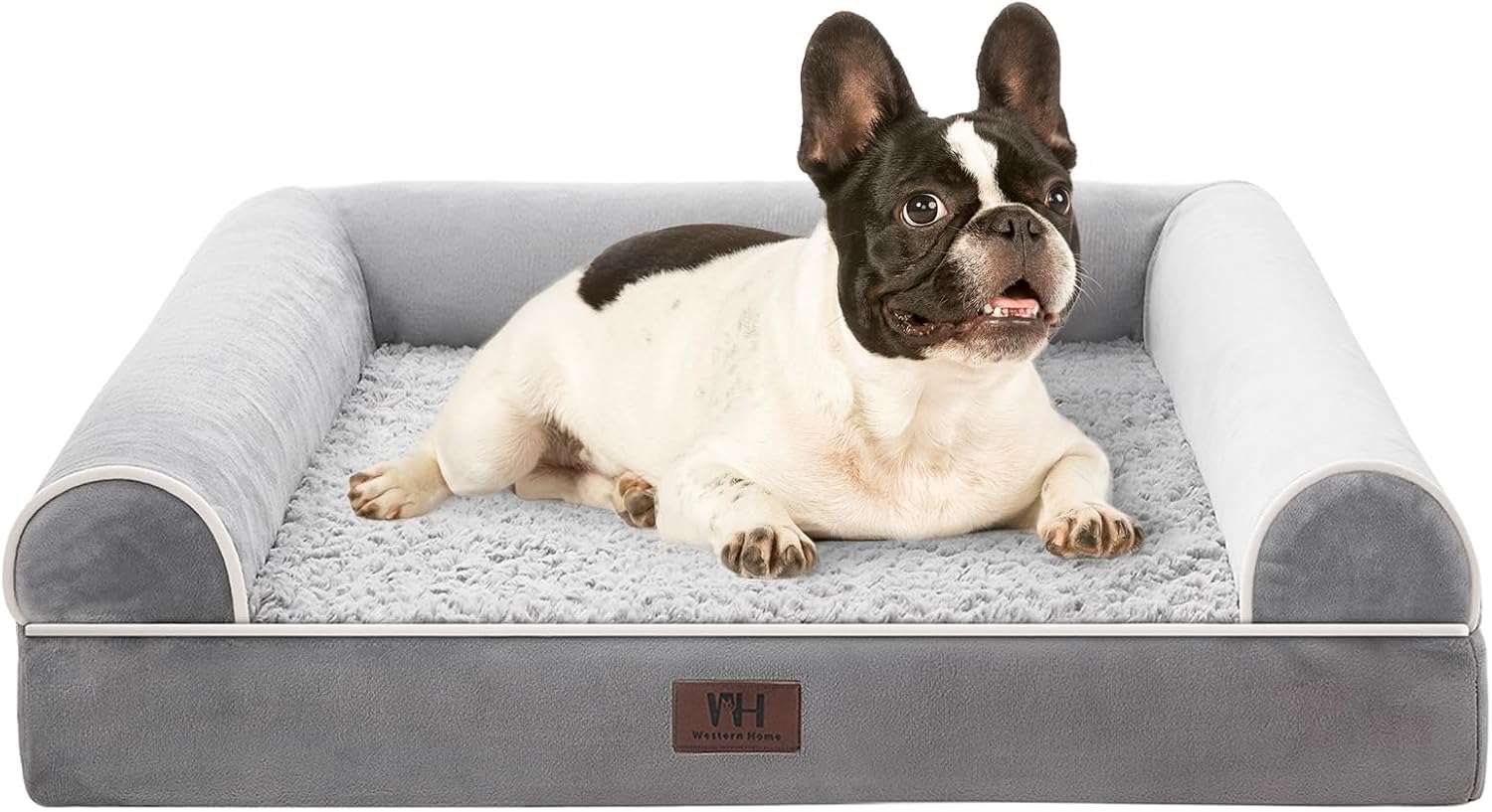 Detalle de WESTERN HOME orthopädisches Hundebett Grau (71 x 58 x 16 cm) mit Rand