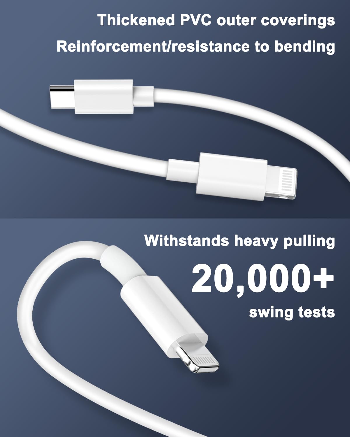 Detalle de Cable iPhone 3m USB‑C vers Lightning certifié MFi – longueur idéale pour domicile et déplacement