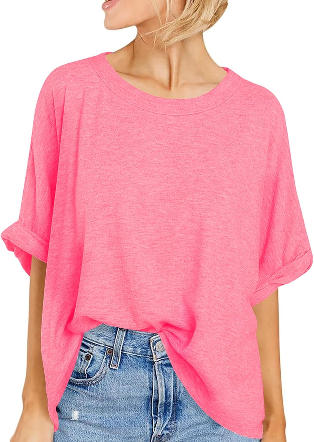 Thumbnail 6 de Women Oversized T-Shirt Summer Casual Short Sleeve Loose Tee Tops