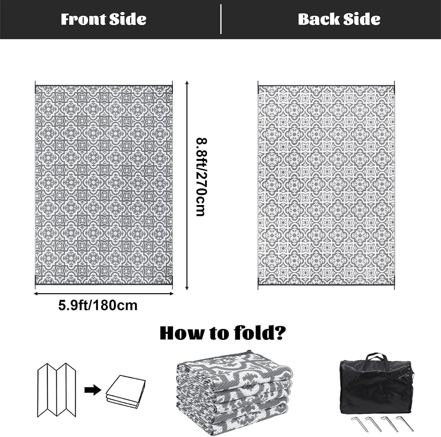 Thumbnail 1 de Enyhom Large Outdoor Rug for Garden 180x270cm