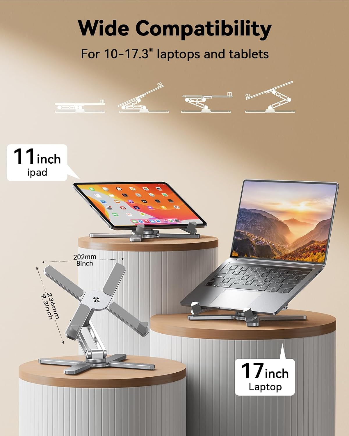 Thumbnail 6 de TECKNET Laptop Stand for Desk – 360° Rotating Ergonomic Aluminium Riser