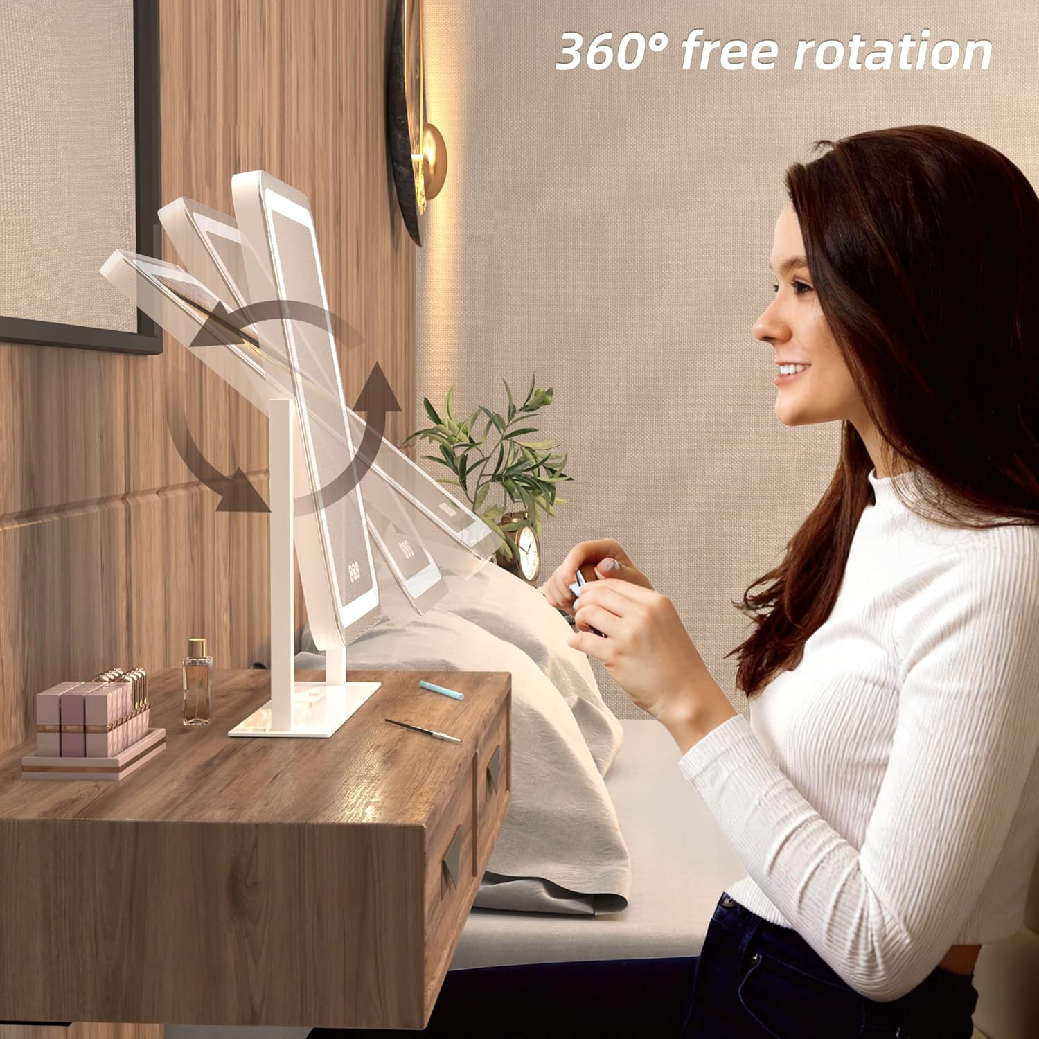 Detalle de Vanity Mirror with Lights: 13.1" x 16.7" LED Lighted Makeup Mirror with Touch Control