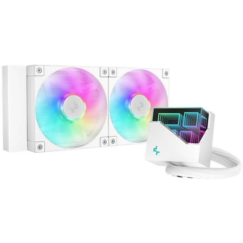 Detalle de DeepCool LT240 White ARGB: kit de refrigeración líquida 240 mm en blanco para PC gaming y trabajo
