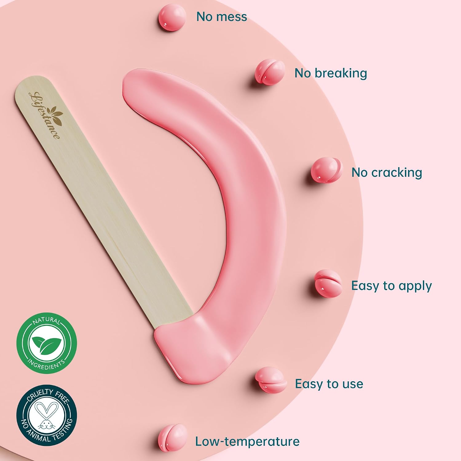 Detalle de Lifestance Cera Ceretta Brasiliana per Bikini 450g Rosa – Kit depilazione domestica con 10 spatole