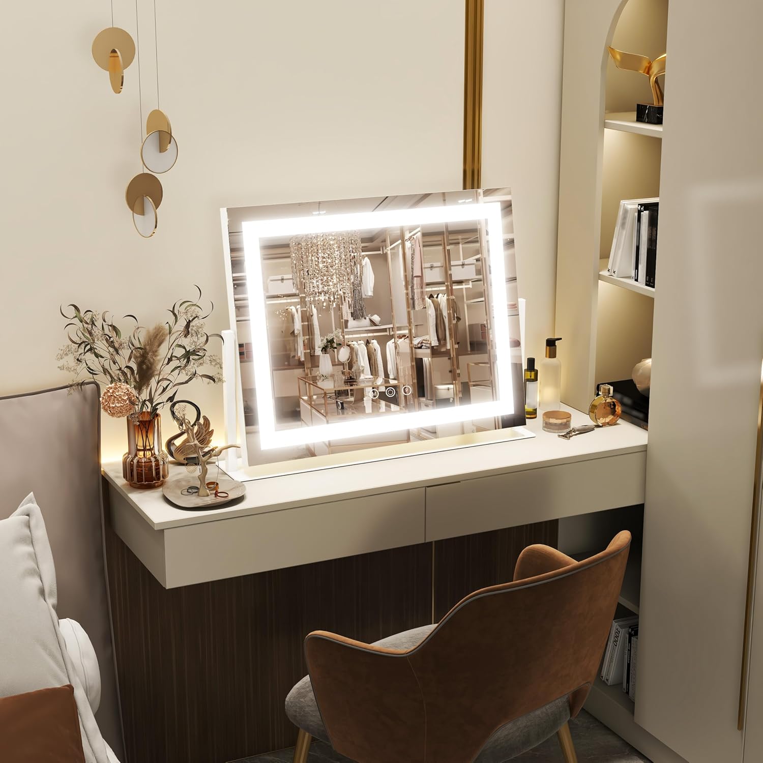 Thumbnail 3 de FENNIO Vanity Mirror with Lights 22"x18" — 10X Magnification, USB, and Smart Touch 3-Color Dimmable Lighting