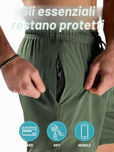 Detalle de Arcweg Costume da Bagno da Uomo 2 in 1 con Boxer Slip Foderato – Army Green,Taglia L(EU)