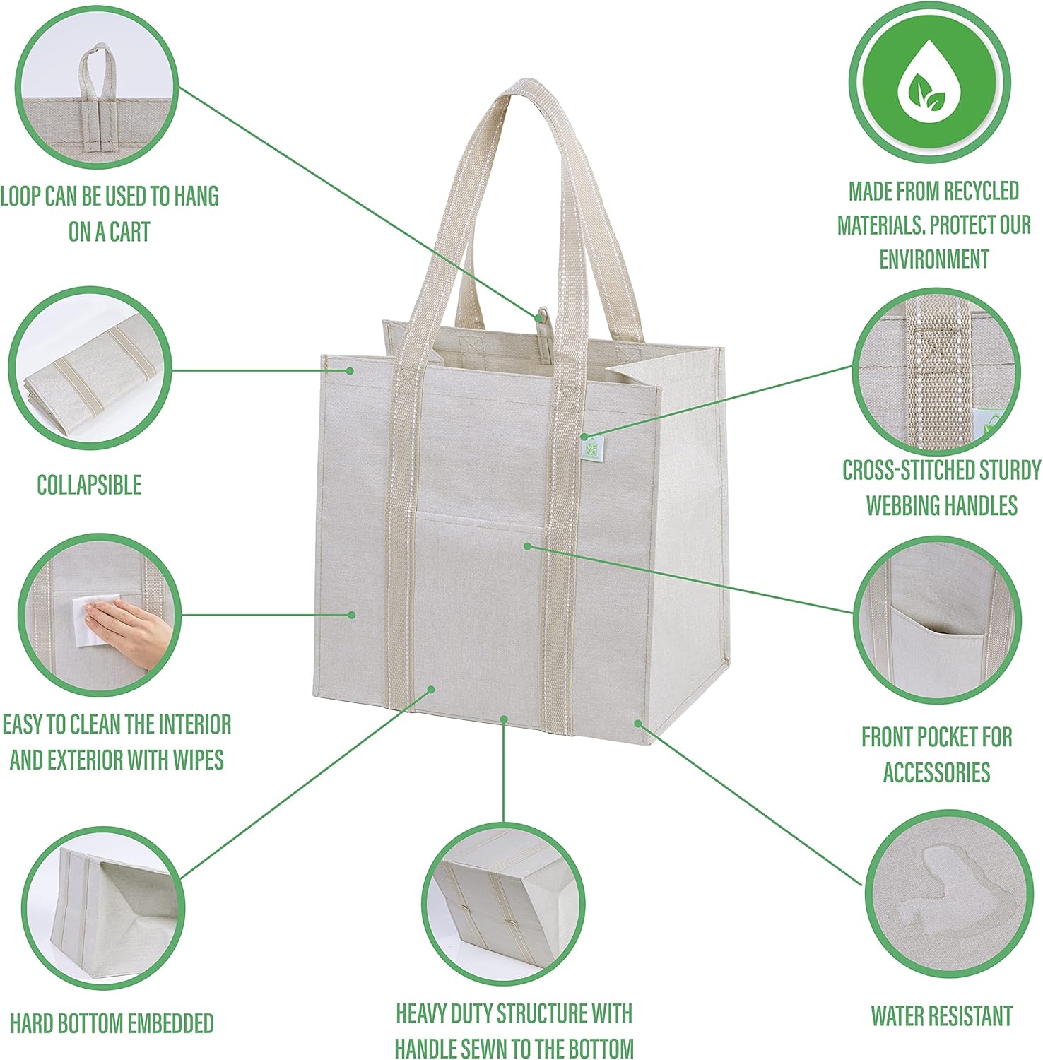 Detalle 2 de VENO 4 Pack reusable grocery bag, 34.4L
