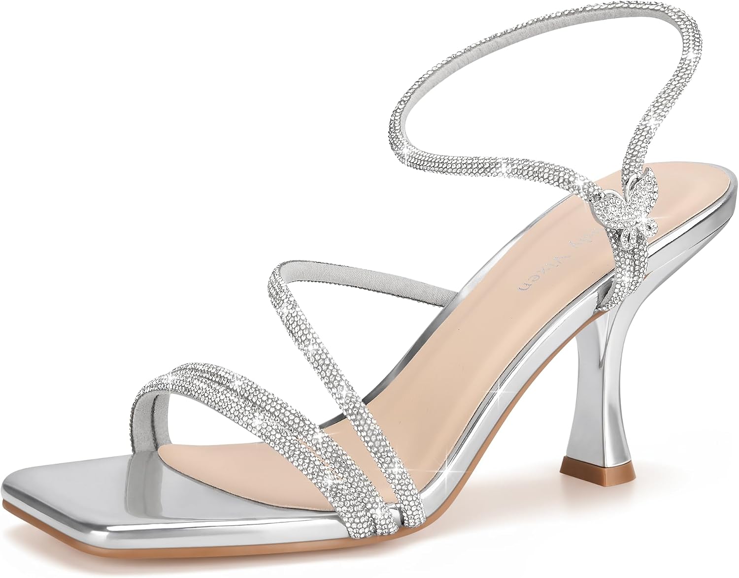 Detalle de Viciously Vixen Women's Strappy Kitten Heels, Square-Toe Sandals with Ankle Strap
