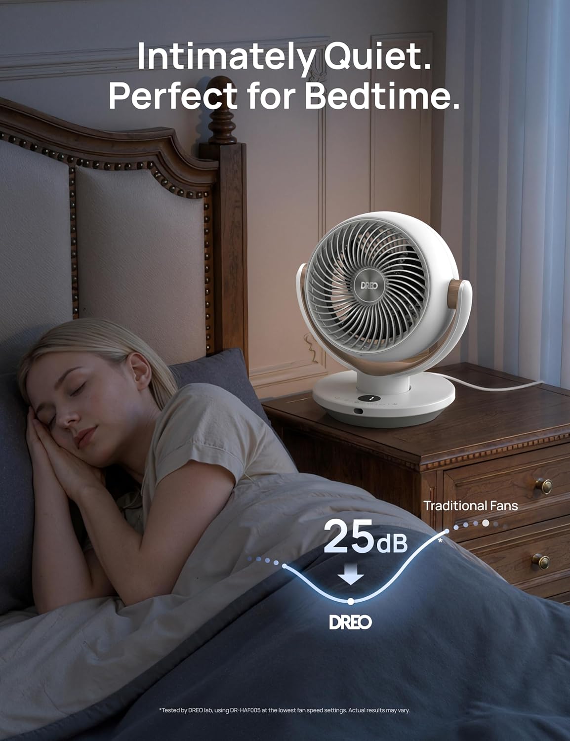 Detalle 2 de Dreo Fan for Bedroom Desk Air Circulator with Remote, 11-Inch Table Fan (4 Speeds, 90° Oscillation, 8H Timer)