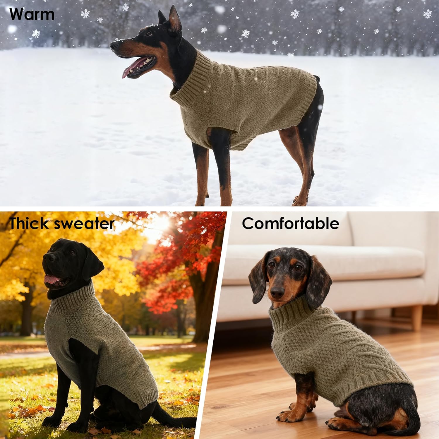 Thumbnail 2 de Katzinst Knitted Dog Jumper for Large Breed (XL) – Khaki