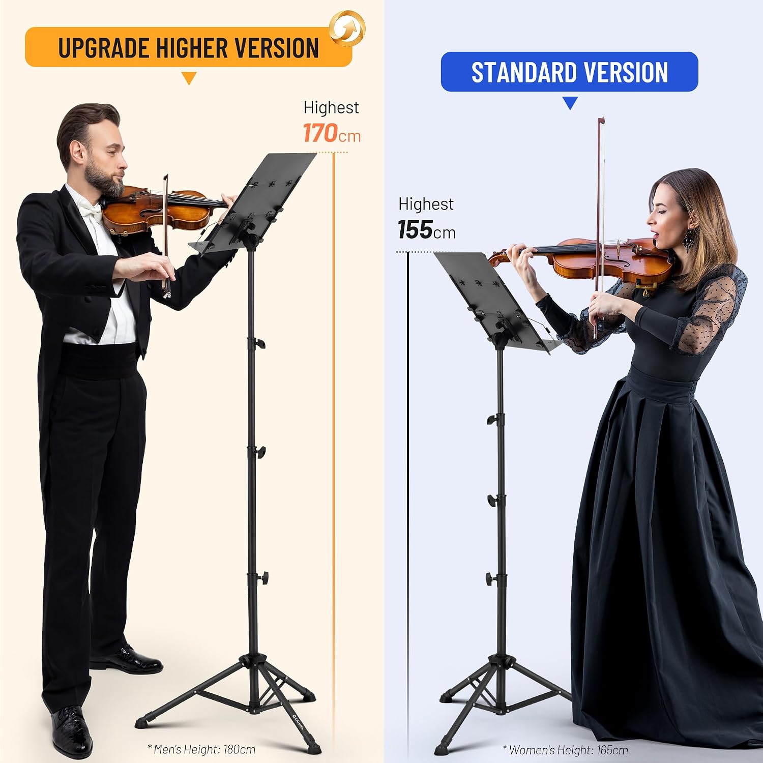 Thumbnail 1 de CAHAYA Leggio Musicale Pieghevole e Regolabile in Metallo con Custodia – Altezza 78–170 cm