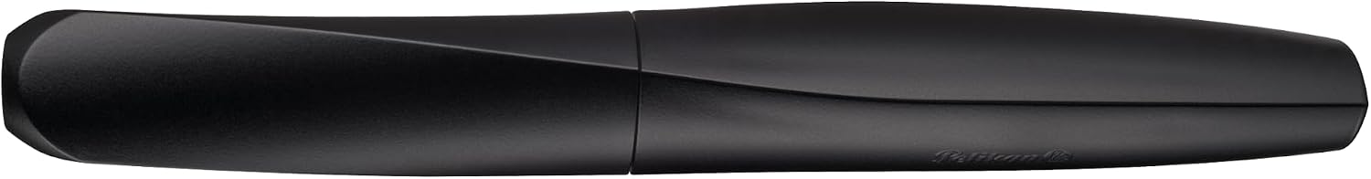 Detalle de Pelikan Twist Füllhalter – Edelstahlfeder, M, Schwarz, inkl. Tintenpatrone