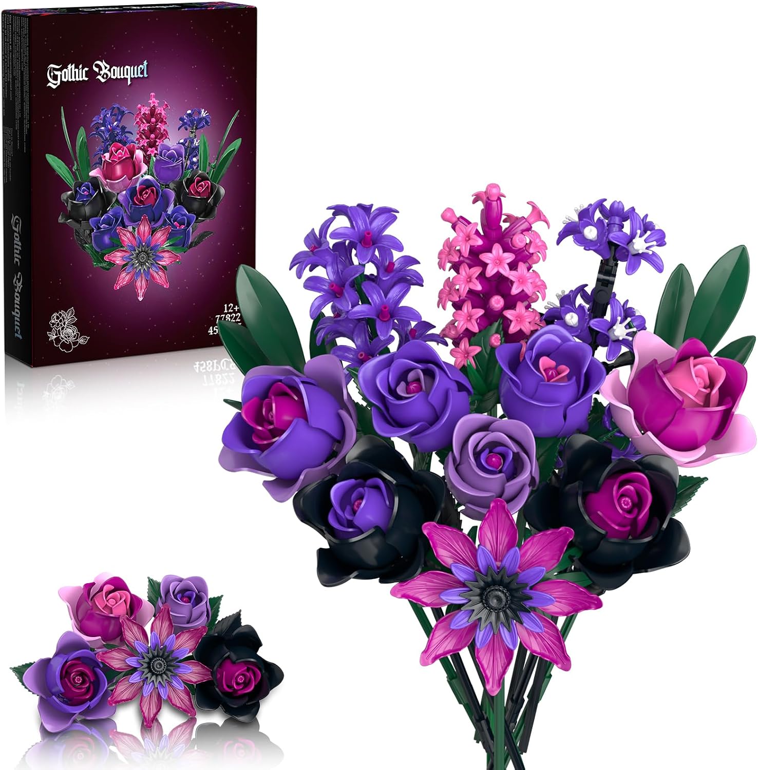 Detalle de Purple Rose Flowers Bouquet Building Set