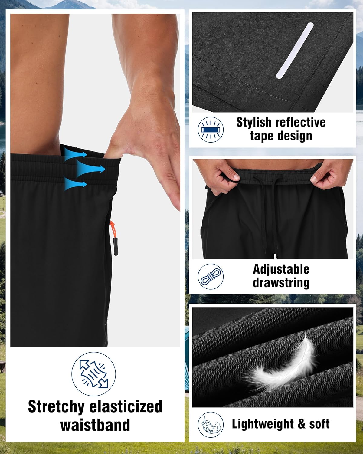 Thumbnail 3 de Zoofly 3er Pack Sportshorts Herren – Kurze Sommer-Shorts mit Reißverschlusstaschen