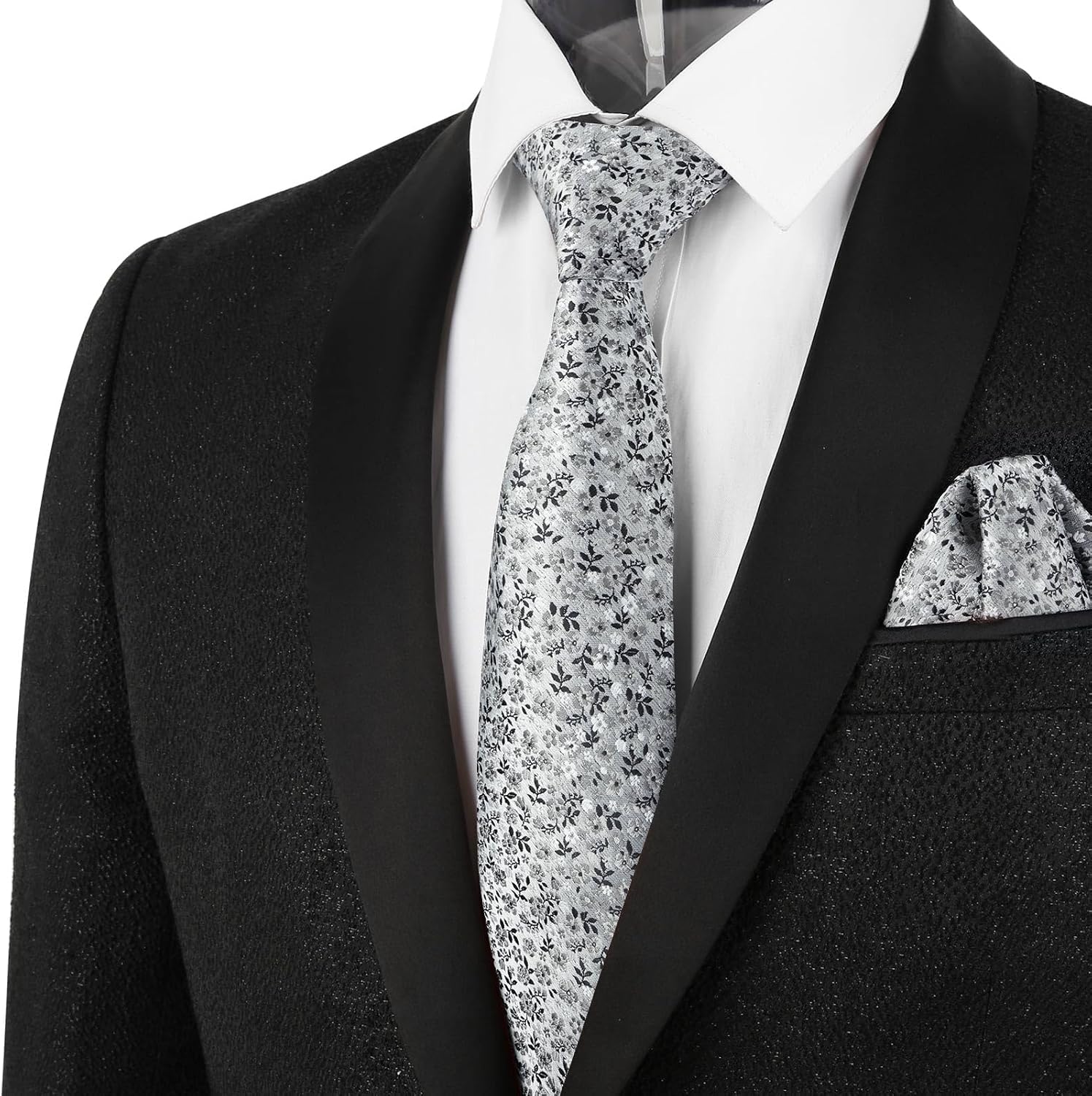 Detalle 1 de Alizeal Floral Tie Set 8cm with Pocket Square