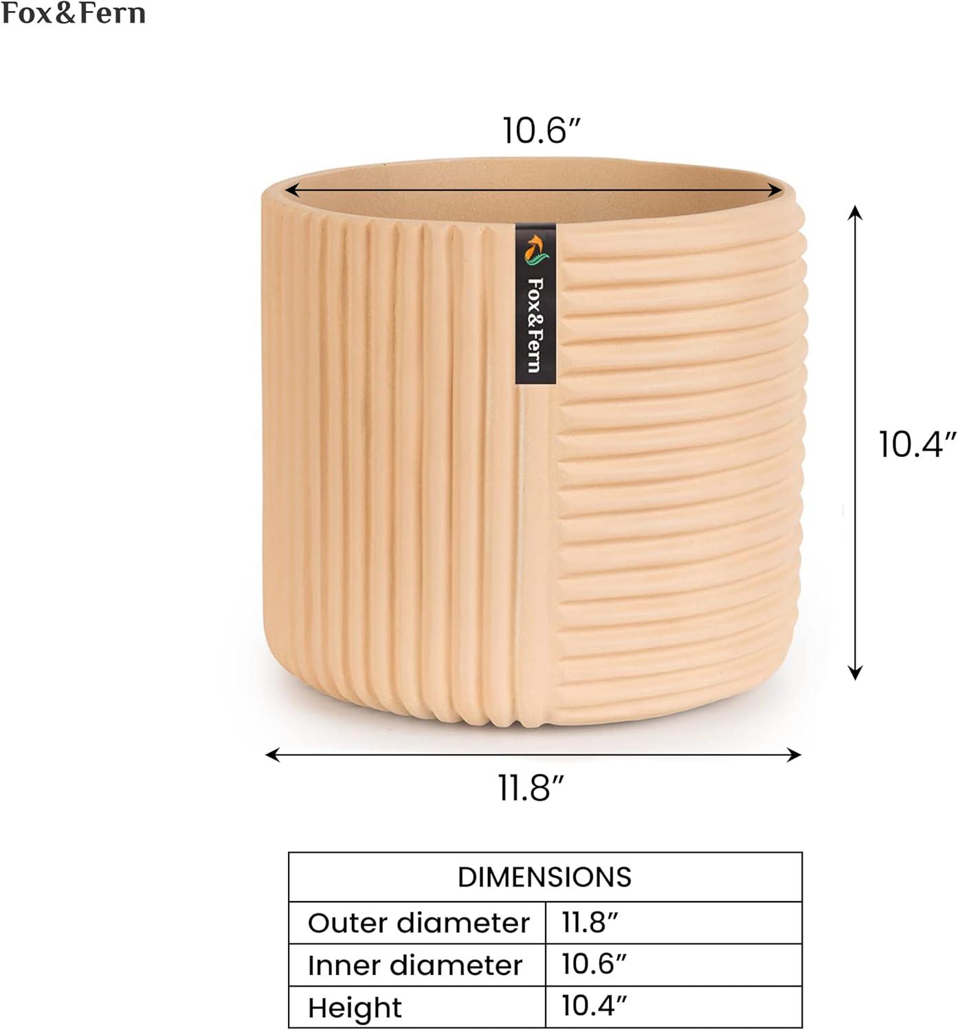 Detalle 1 de Fox & Fern PP-ROUND-POLY-L-MW Large Planter, Sand, Line Structure