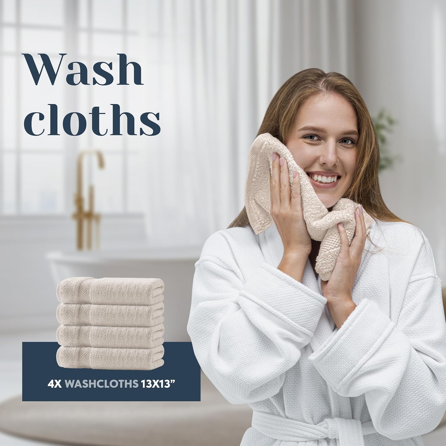 Thumbnail 6 de White Classic Bath Towel Set, Turkish Cotton
