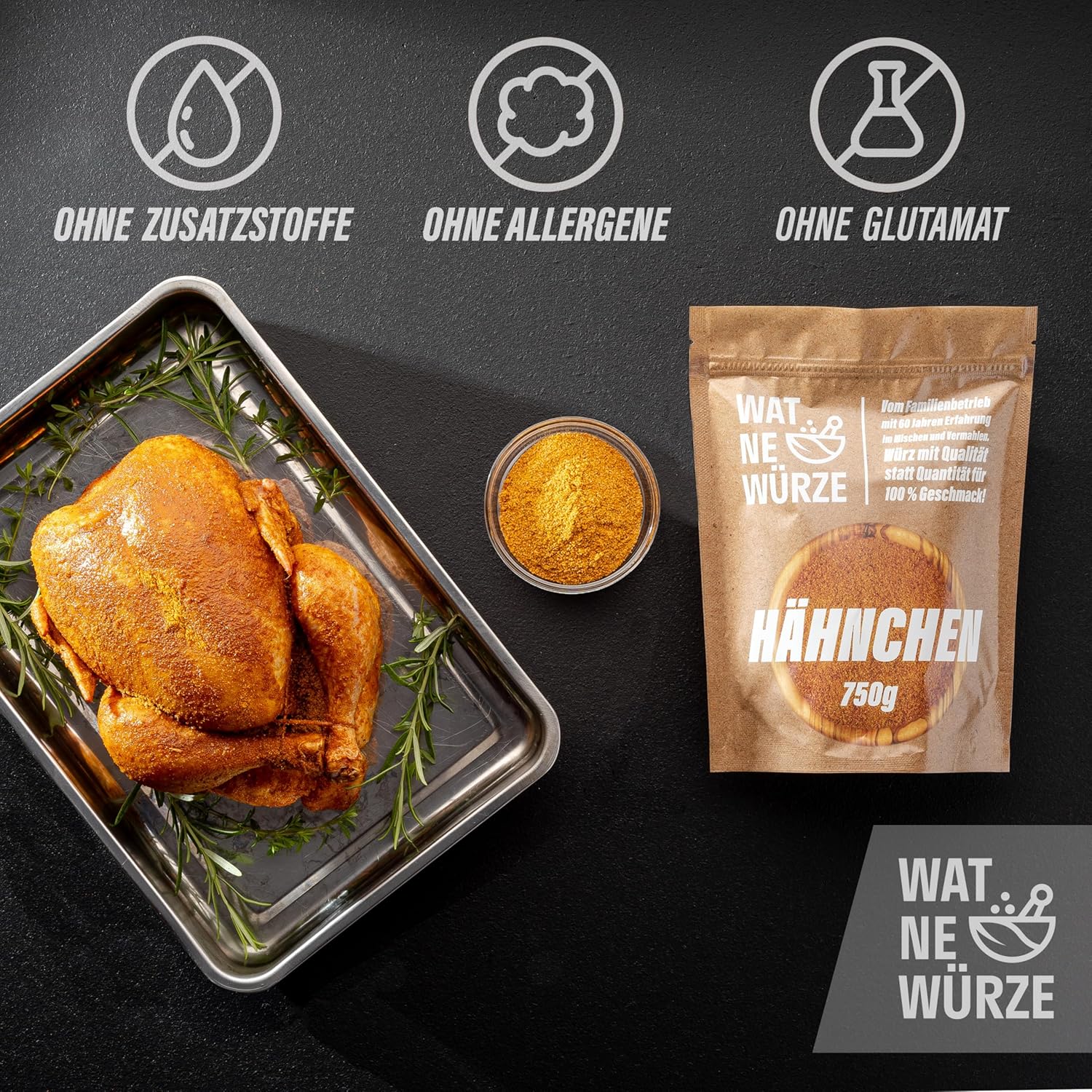 Thumbnail 5 de WAT NE WÜRZE Chicken Rub Hähnchengewürz (750 g) – Gewürzsalz für Brathähnchen, Wings & mehr