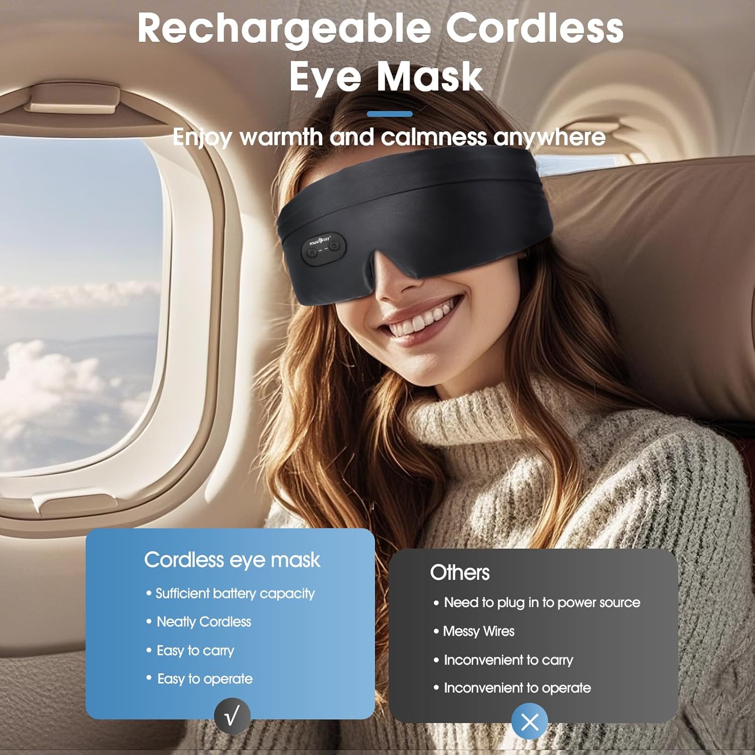 Detalle 2 de Musicozy Heated Eye Mask for Dry Eyes: Cordless Comfort for Sleep and Relief