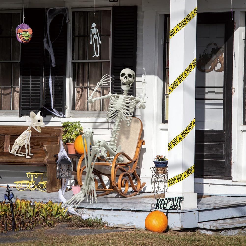 Detalle 2 de WODMAZ WSJZFH-165 Halloween Skeleton with Cat, 5.9-Ft Poseable Plastic Decor