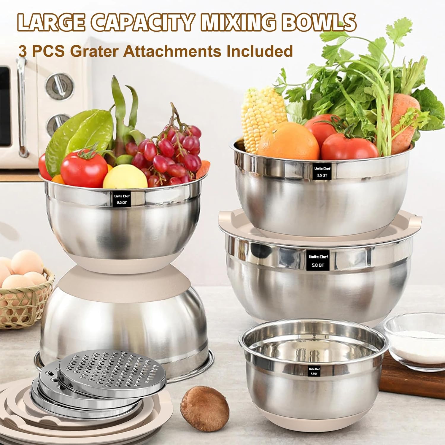 Thumbnail 4 de Umite Chef Mixing Bowls Set 5QT 🍽