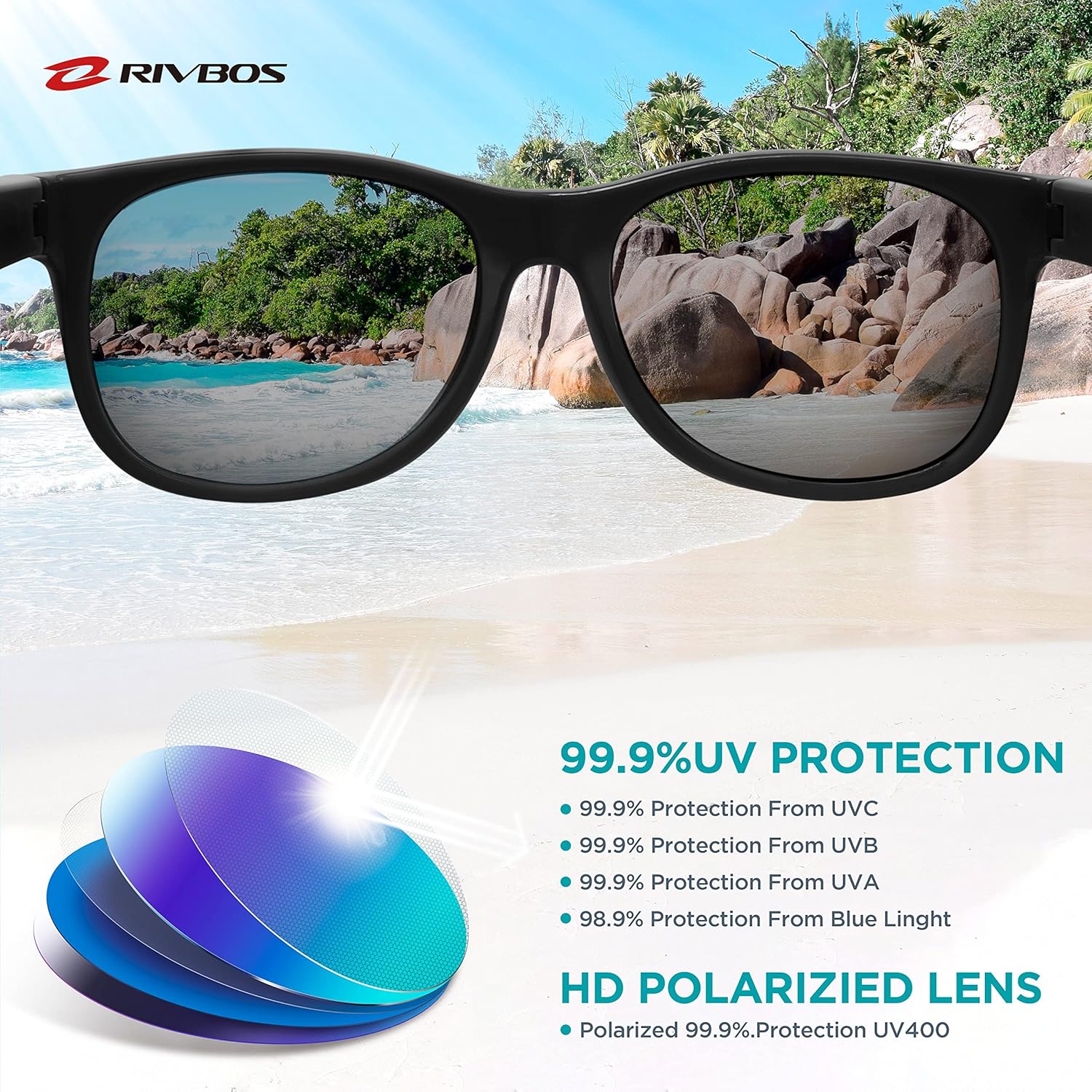Thumbnail 2 de RIVBOS Kinder polarisierte Sonnenbrille RBK004 mit Verstellriemen – sicher, langlebig und angenehm zu tragen