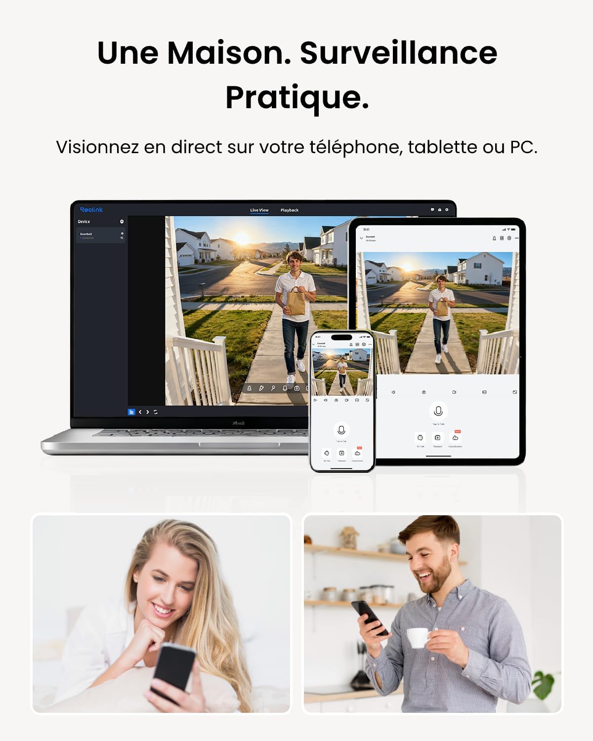 Thumbnail 4 de Reolink Sonnette vidéo 5MP PoE avec Chime, détection colis/personne et audio bidirectionnel