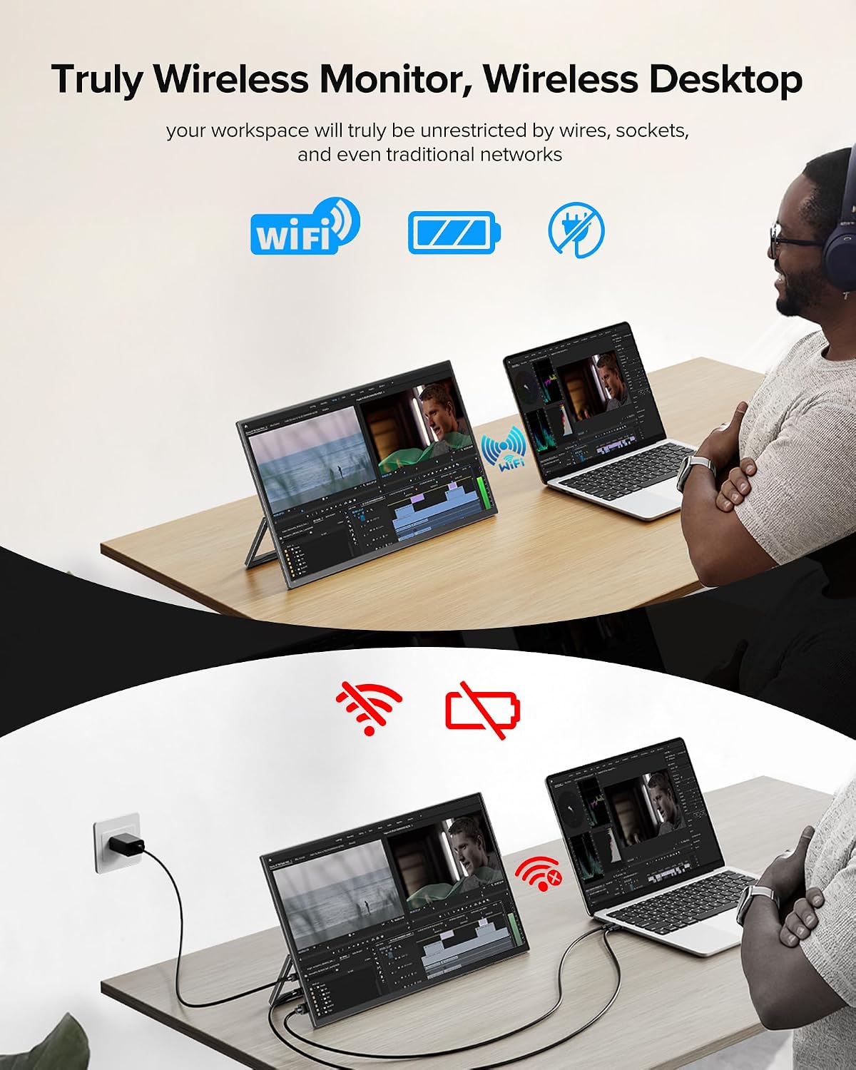 Detalle 2 de EVICIV Wireless Portable Monitor 15.6"