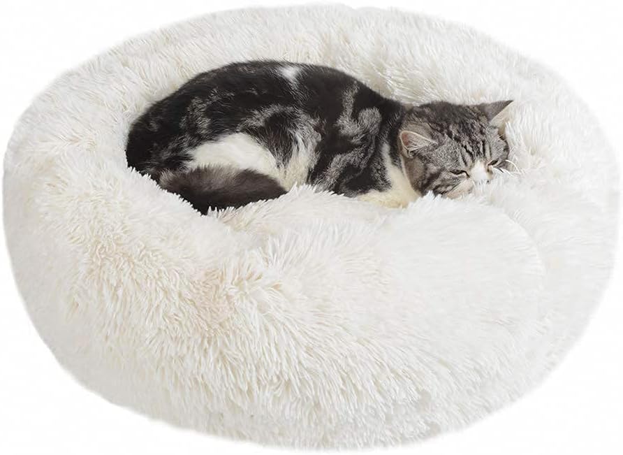 Detalle de Nepfaivy Cuccia Gatto Cane Antistress Morbida a Forma di Ciambella In Interno Nuvola Soffice Rotonda
