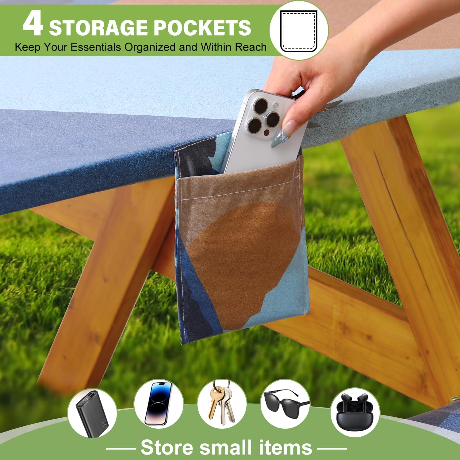 Thumbnail 3 de Fitted Picnic Table Cover with Bench Covers - 8 ft Waterproof Patio Set (3-Piece)