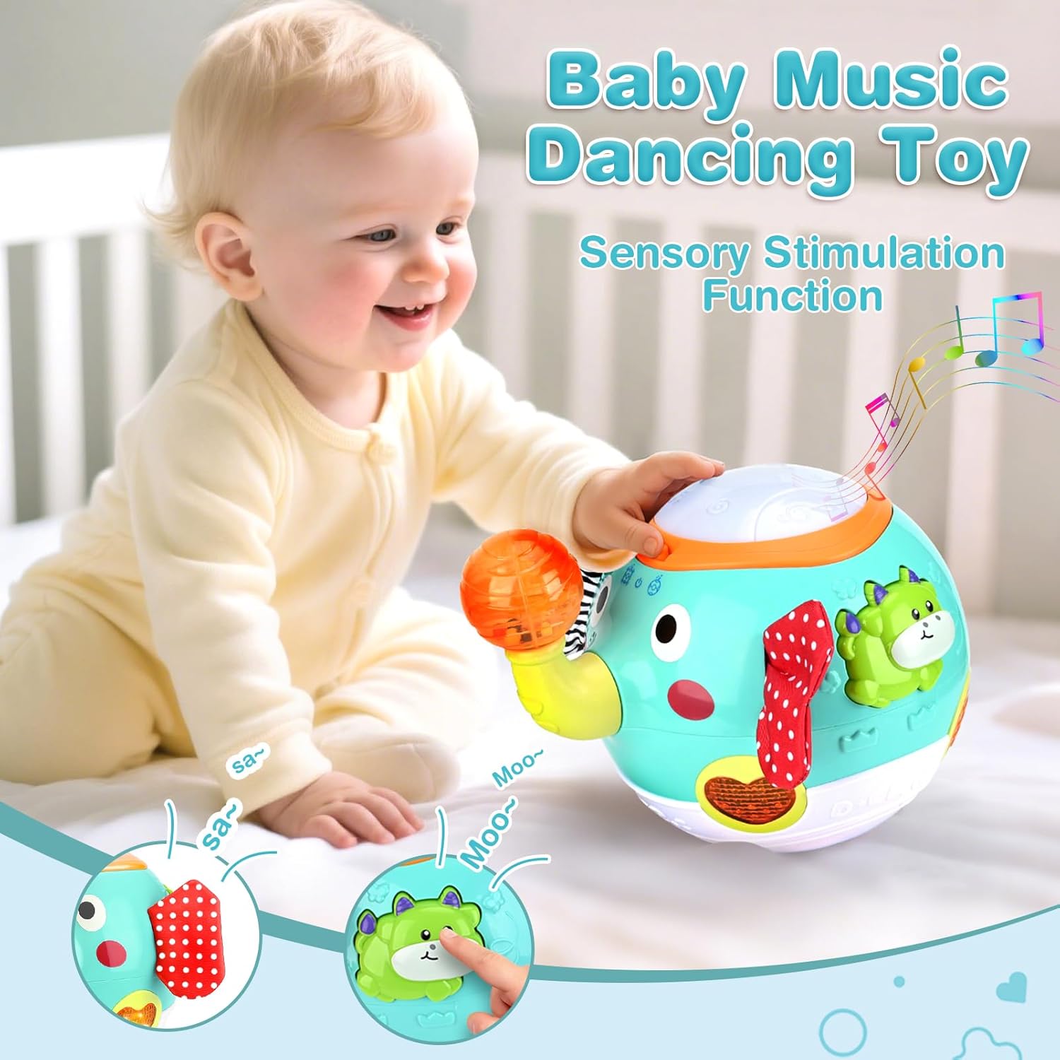 Detalle de Baby Toys 6 to 12 Months Crawling Elephant with Music and Sensory Play