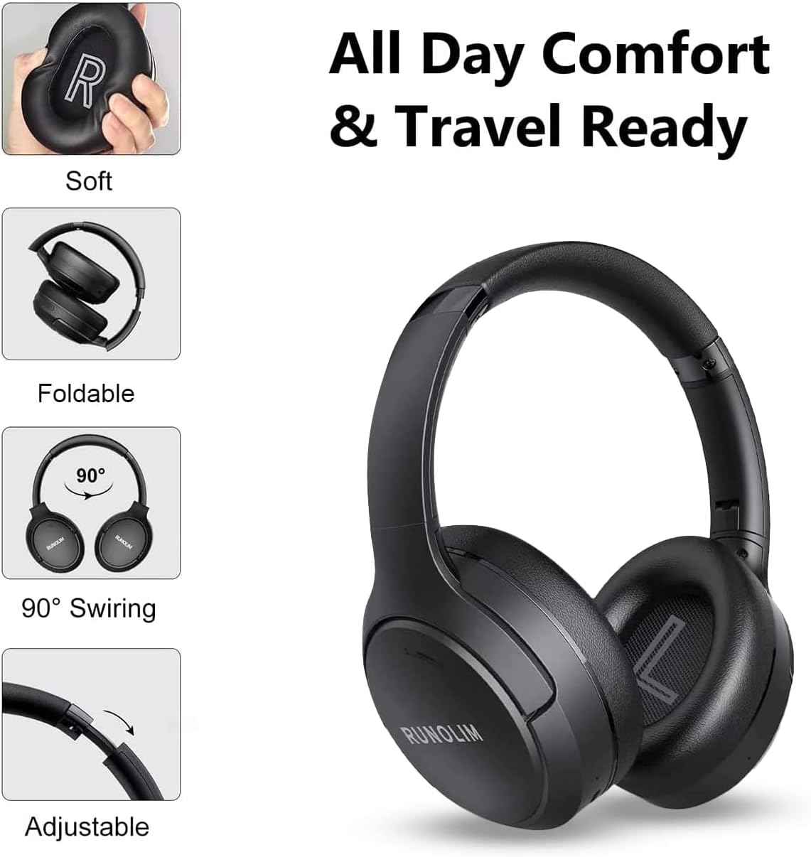 Thumbnail 3 de RUNOLIM Hybrid Active Noise Cancelling 70H headphones