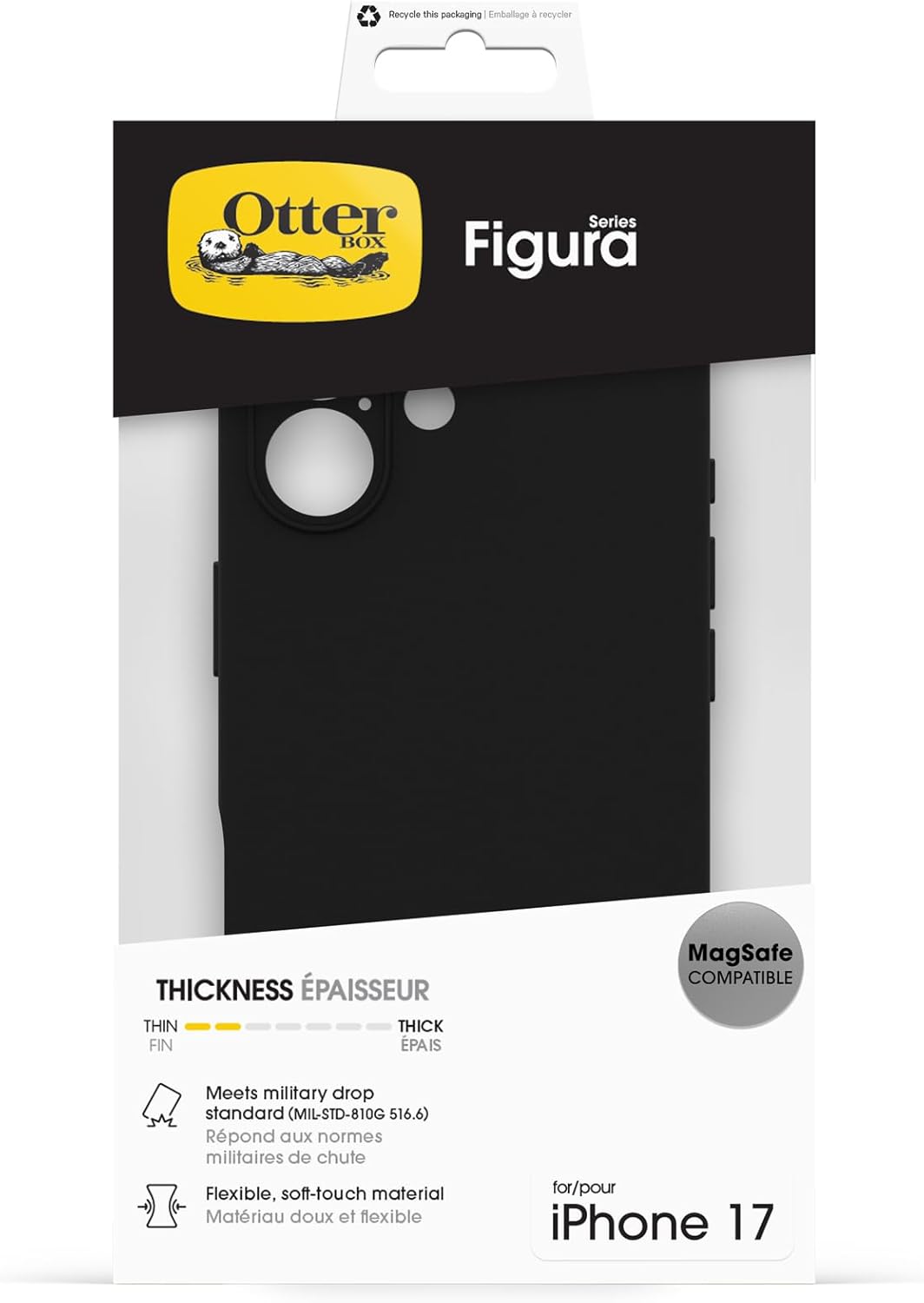 Detalle de OtterBox Figura Series MagSafe — Coque fine pour iPhone 17, Antichoc et Anti-Chute, Noir