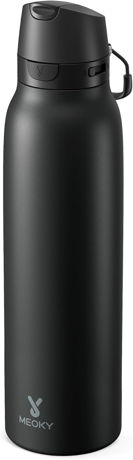 Detalle de Meoky 24 oz Slim Insulated Water Bottle with Leak-Proof Locking Lid