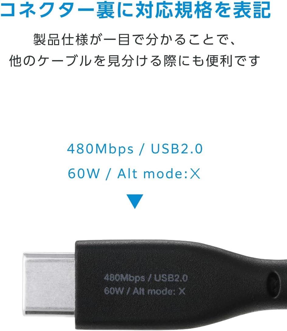 Thumbnail 6 de エレコム MPA-CCECMG20BK USB Type-Cケーブル 2m・最大60W・マグネット収納・ナイロンメッシュ