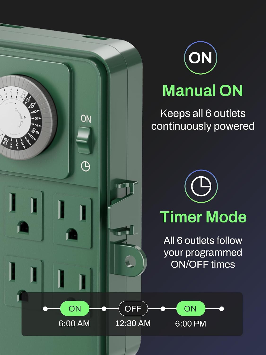 Detalle de BN-LINK BNC-U3 24-Hour Outdoor Timer with 6 Outlets and Garden Stake