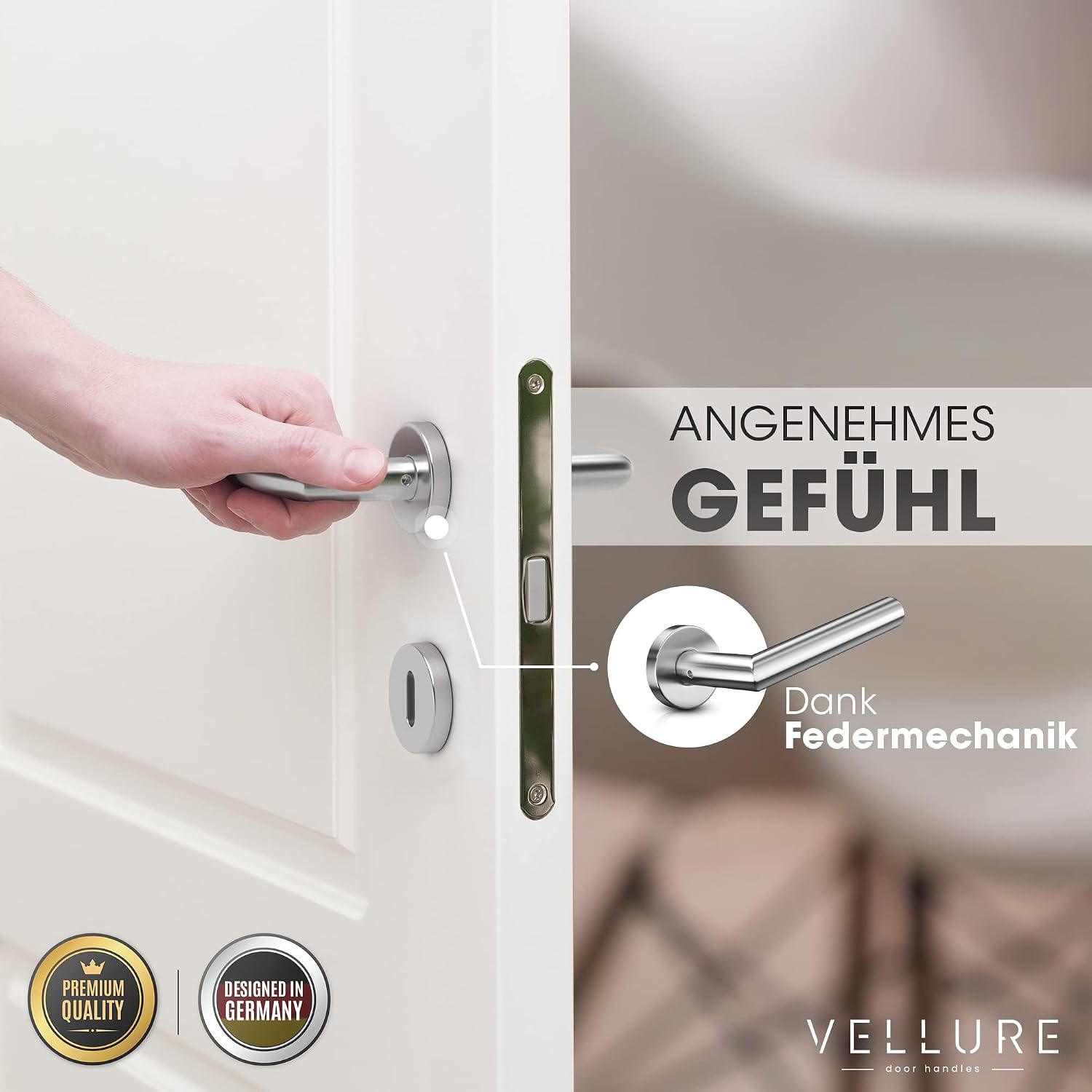 Thumbnail 6 de Vellure Türgriffe Innentüren Edelstahl – Komplettes Set mit Bohrschablone, matt, langlebig