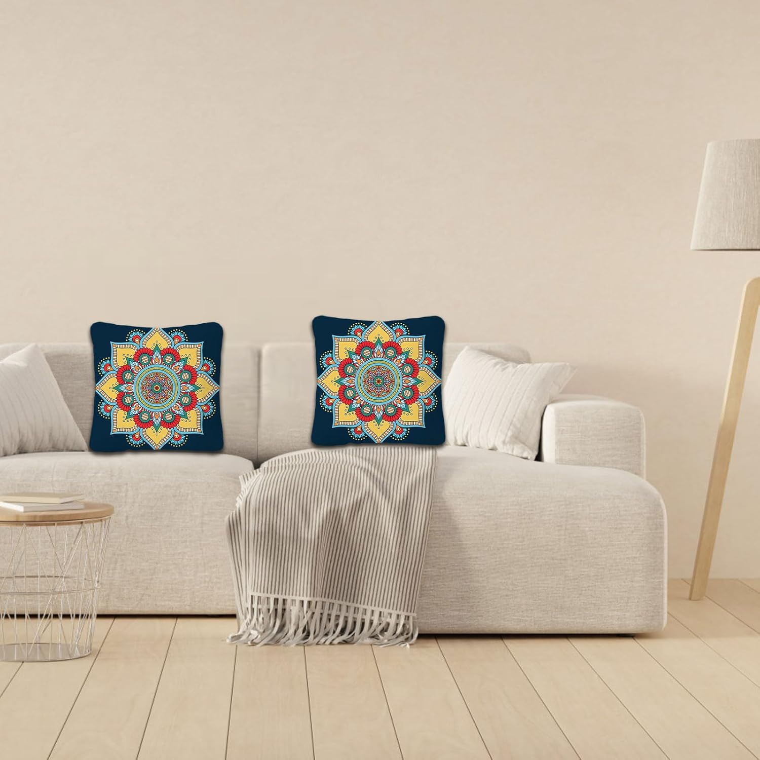 Thumbnail 1 de Betadistor Teal boho floral cushion covers (45 x 45cm approx), set of 2, 18 x 18in style