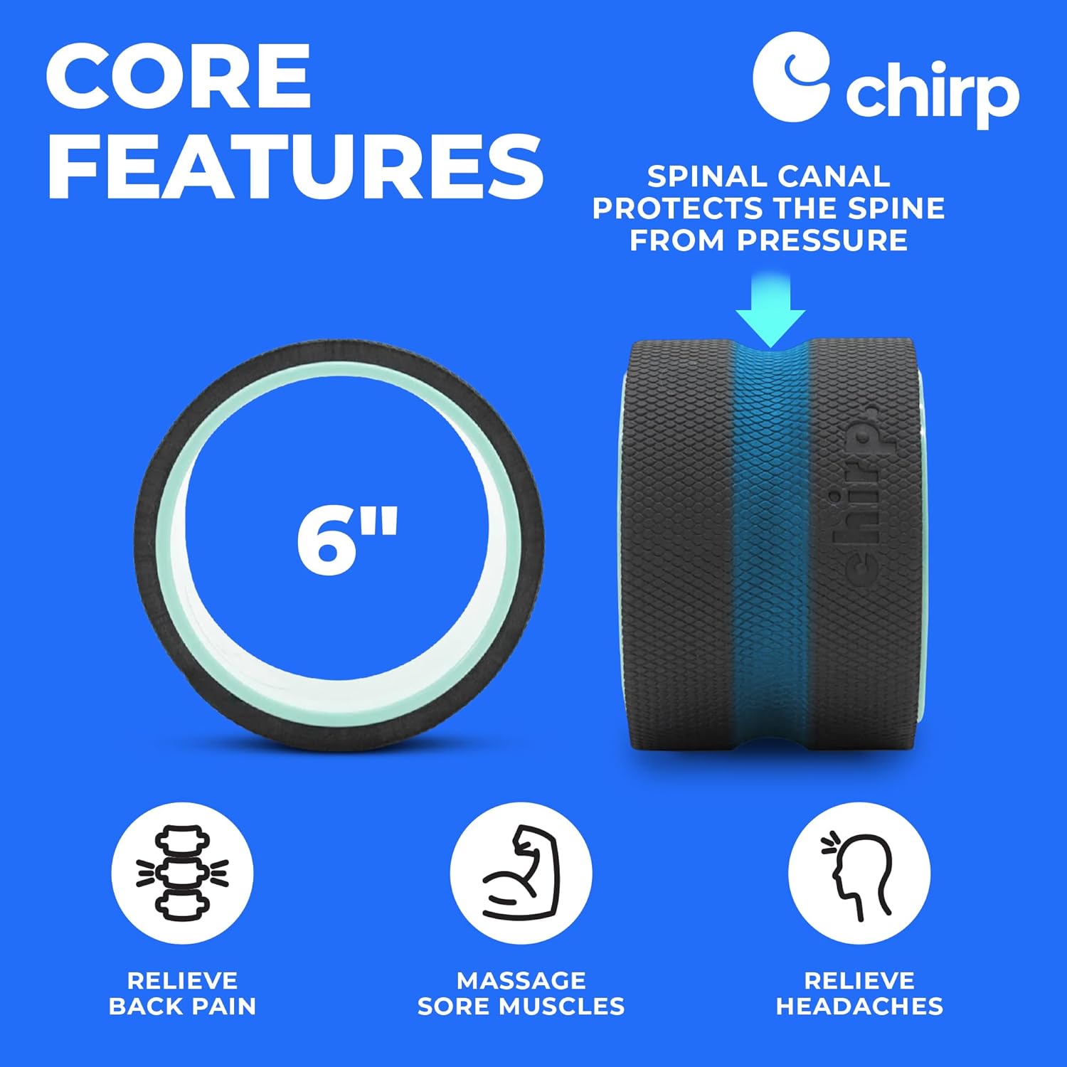 Thumbnail 3 de Chirp Chirp Wheel+ Foam Roller (6 Inch Mint) for Targeted Back & Neck Relief