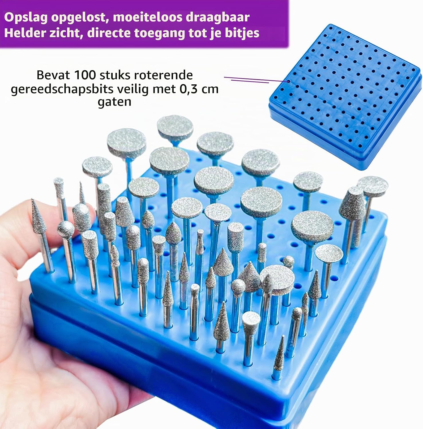 Thumbnail 2 de YURINWOO Blue Box-52PCS diamantfreesset, korrel 120, 3 mm schacht