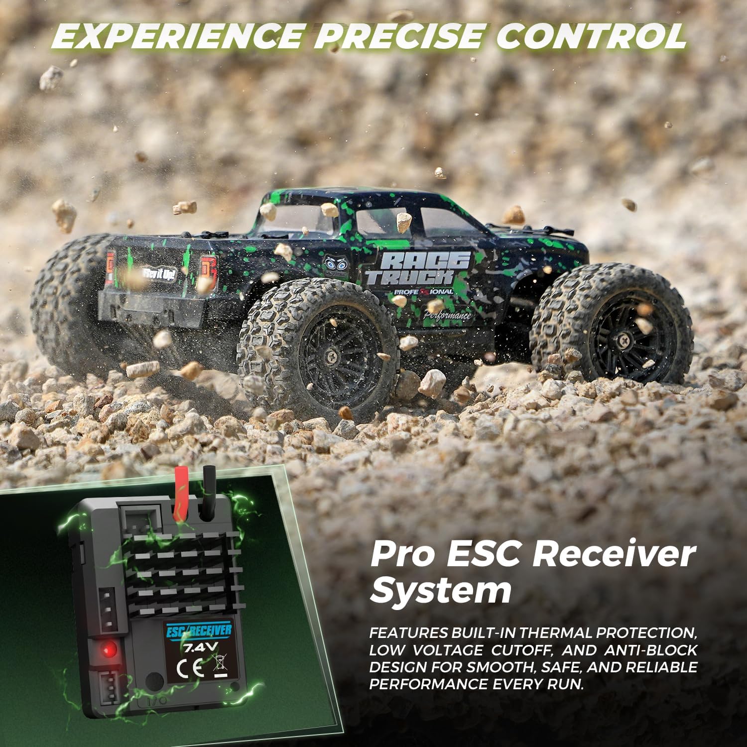 Detalle 1 de HAIBOXING 18859E 1:18 4WD RC Truck with Oil-Filled Shocks