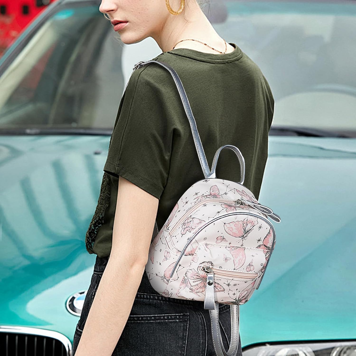 Thumbnail 4 de WisePoint Mini Backpack for Women: PU Leather, Butterfly Pattern, Small Yet Practical