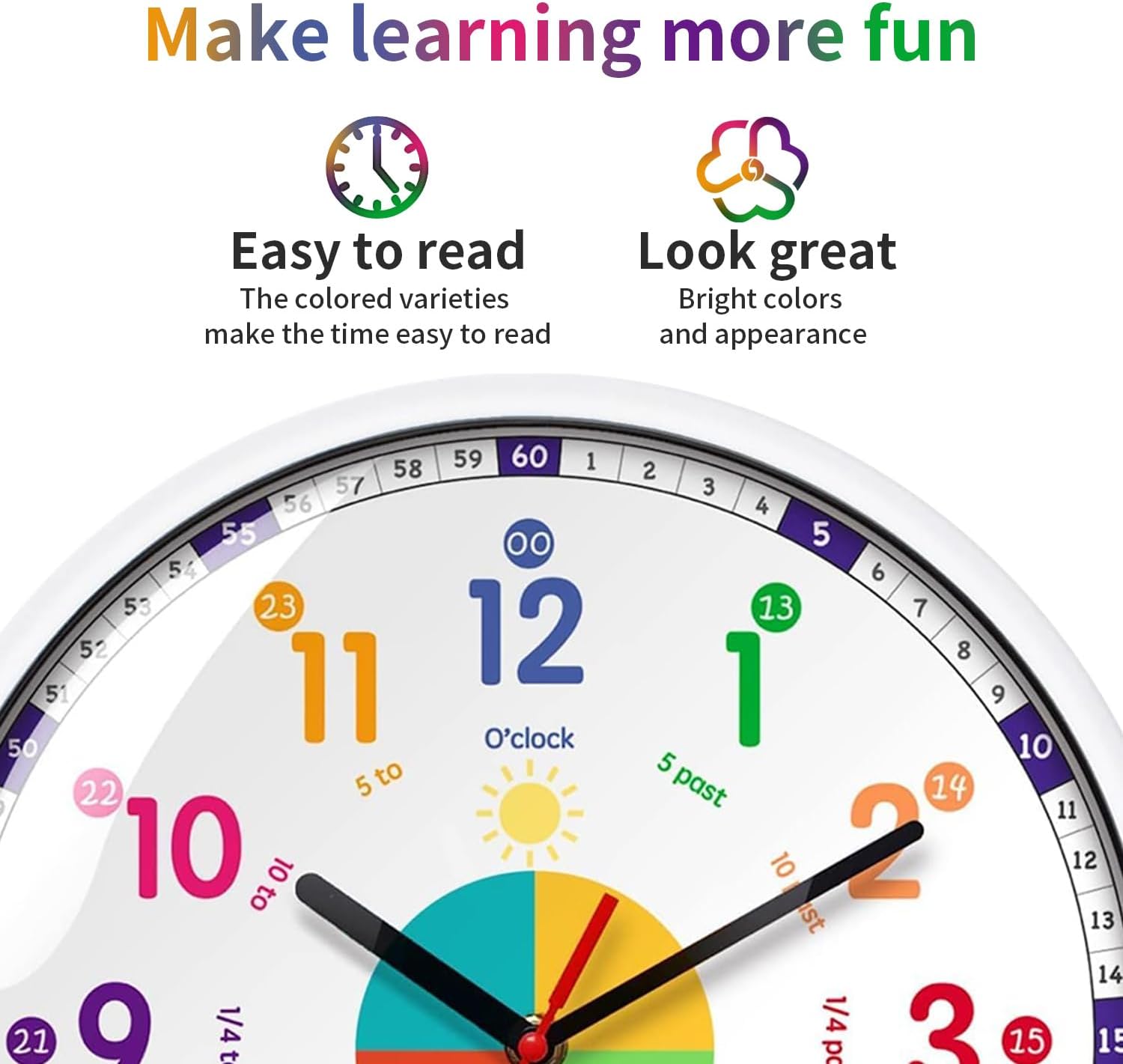 Thumbnail 2 de Kids wall clock 12 inch non ticking