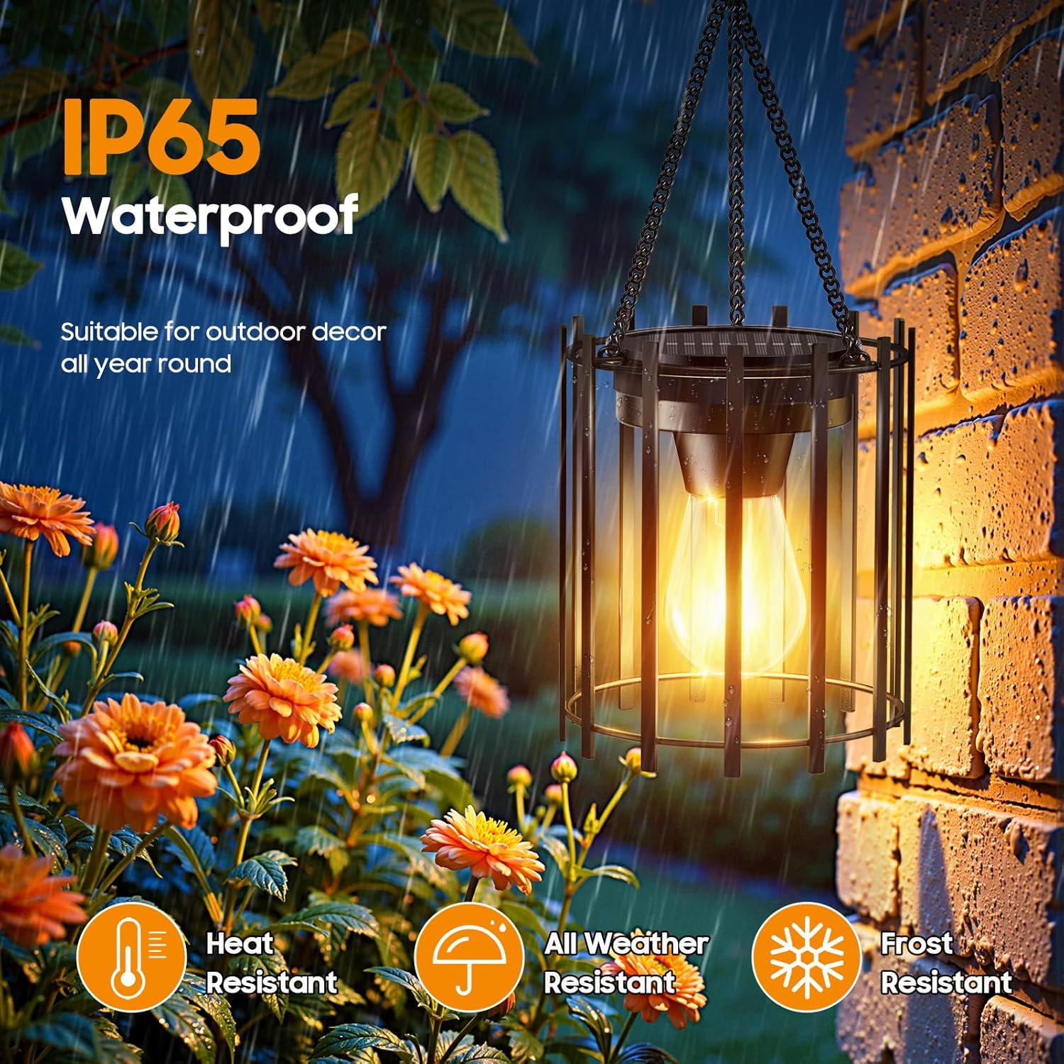 Thumbnail 2 de RECHOO Solarlampen für außen hängend (2er-Set) mit warmem LED-Licht, IP65