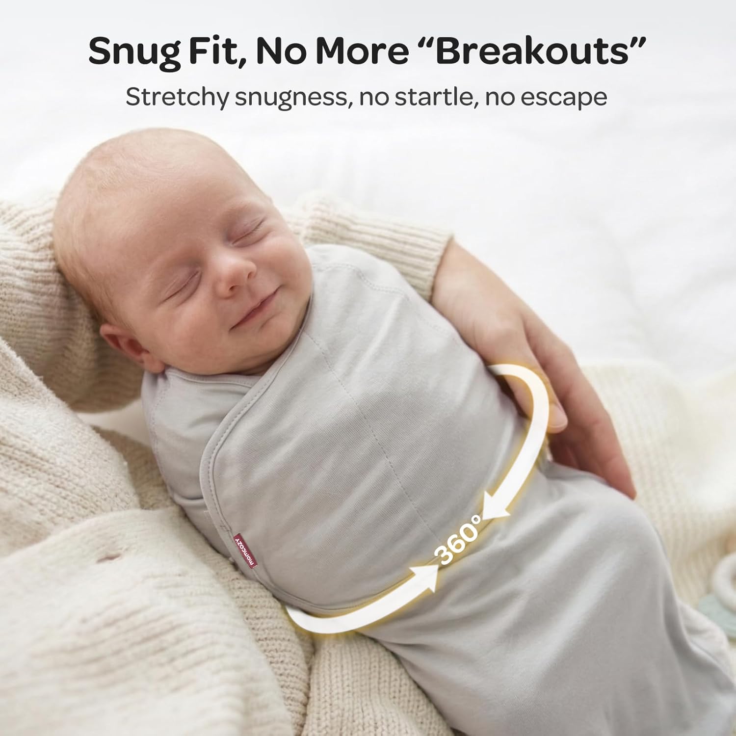 Thumbnail 6 de momcozy Swaddles for Newborns 0-3 Months: Quiet Fastener, 2-Pack in Grey & Blue