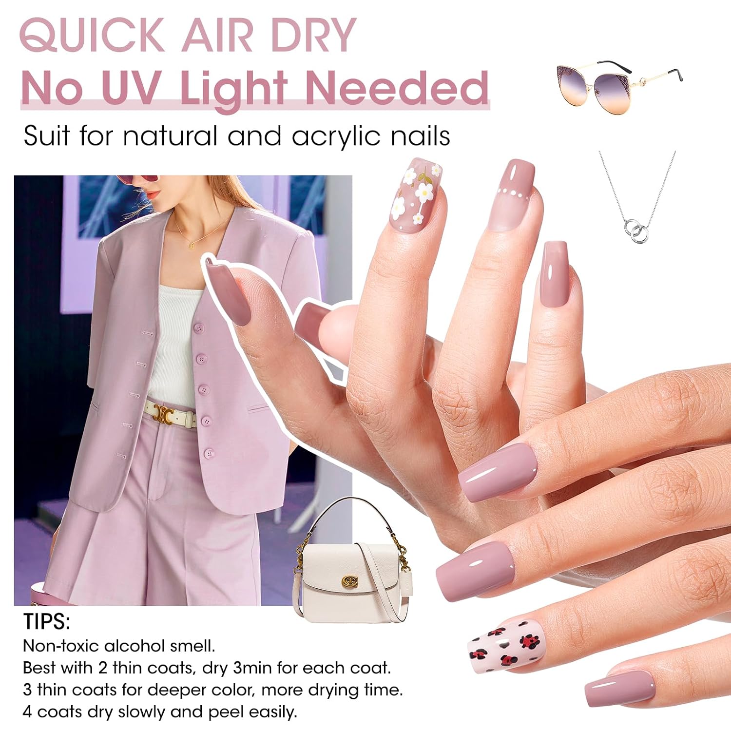 Detalle de GELLEN Nail Polish Neutral Earth Tones: 6-Color Nude Dusty Rose Set for All Seasons