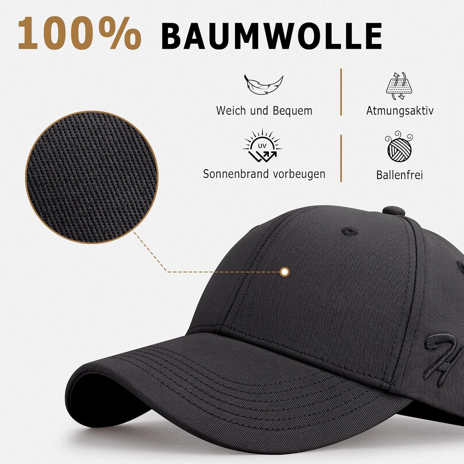 Detalle de HASAGEI Baseball Cap aus 100 % Baumwolle (verstellbar) für Herren & Damen