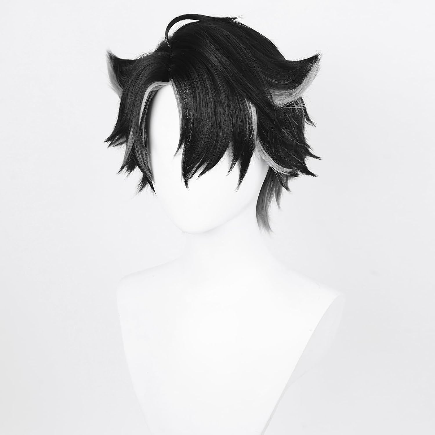 Detalle de Anime Cosplay Perücke: Genshin Impact Wriothesley‑Style mit zwei Perückenkappen