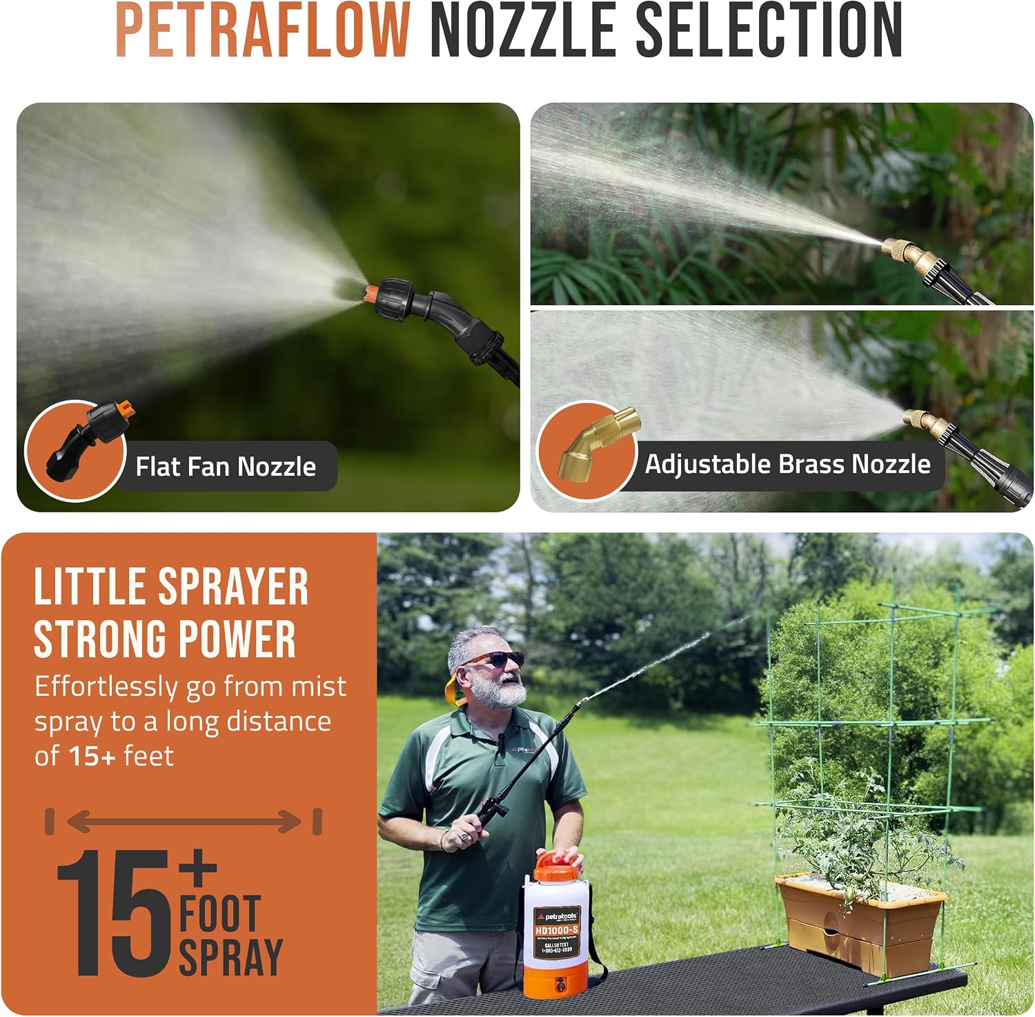 Detalle 2 de PetraTools HD1000-S Electric Sprayer, 1 Gallon, 2 Nozzles, 2-Hour Runtime