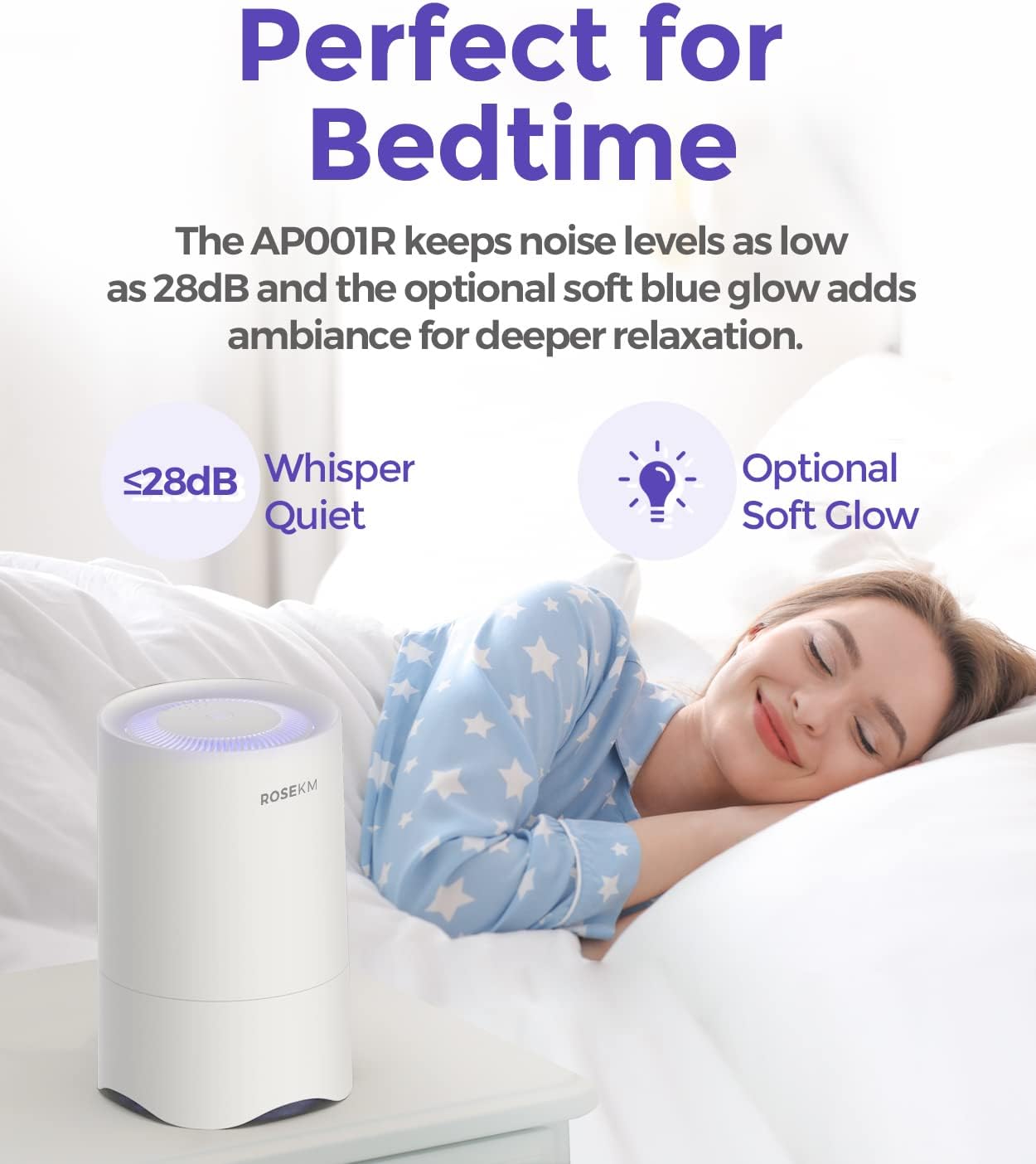 Detalle 2 de ROSEKM HEPA air purifier for bedroom